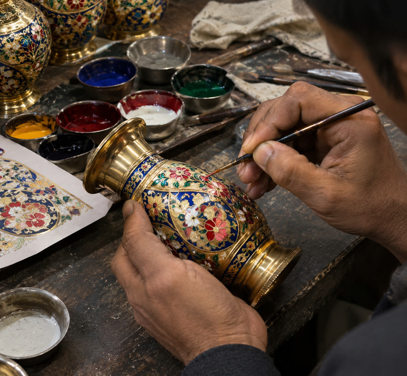 Hand painted Meenakari artwork